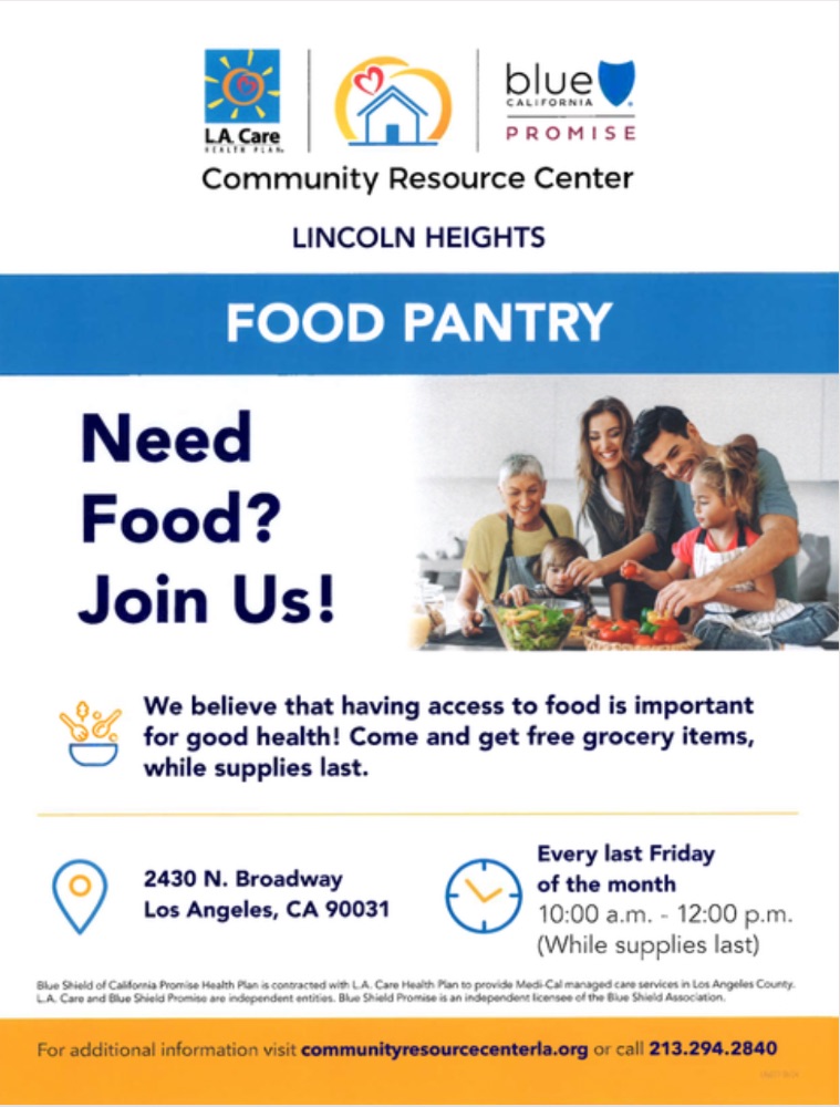 Lincoln Heights Food Pantry flyer